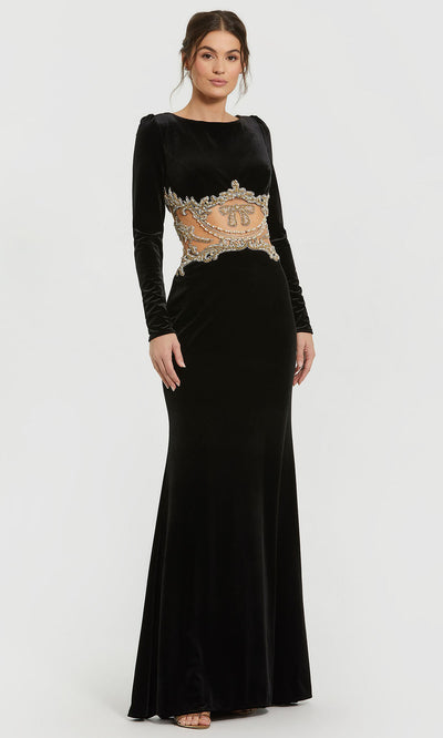 Mac Duggal 79445 - Bateau Neck Velvet Cutout Gown Prom Dresses