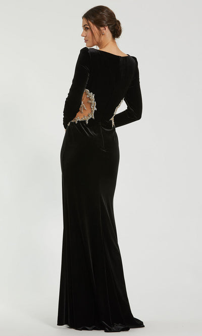 Mac Duggal 79445 - Bateau Neck Velvet Cutout Gown Prom Dresses