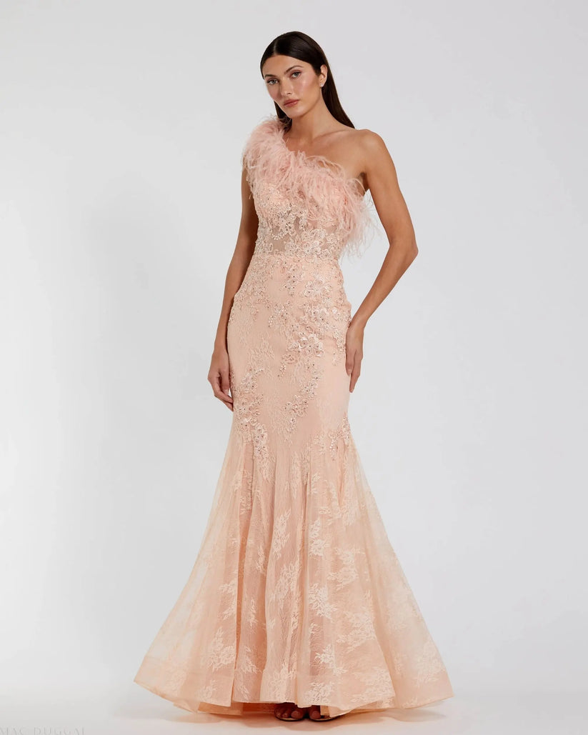 Mac Duggal 79451 - Lace Embellished Mermaid Prom Dress Prom Dresses in Pink