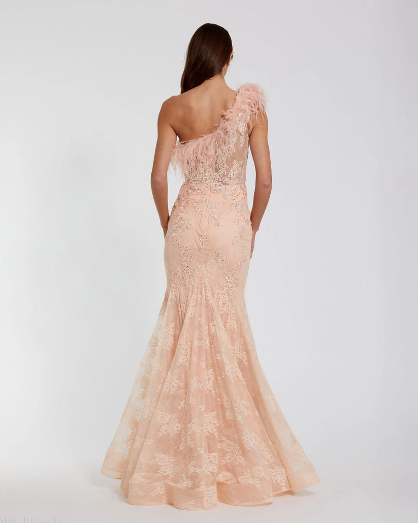 Mac Duggal 79451 - Lace Embellished Mermaid Prom Dress Prom Dresses in Pink