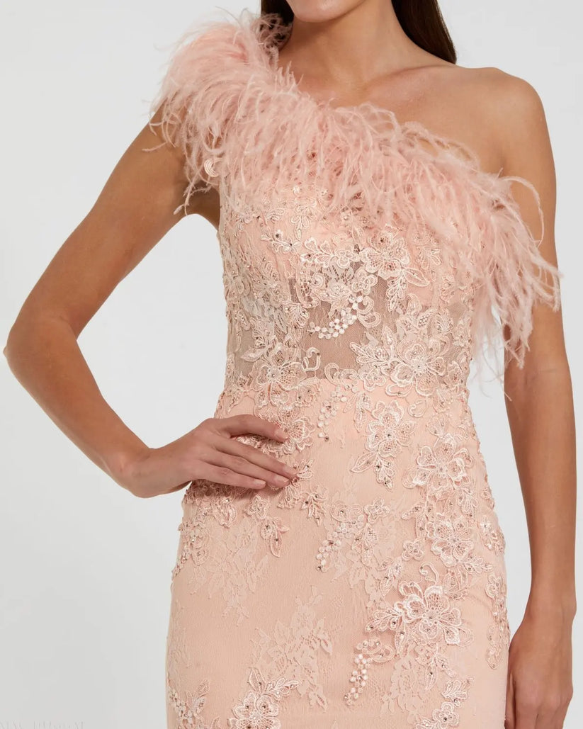 Mac Duggal 79451 - Lace Embellished Mermaid Prom Dress Prom Dresses in Pink