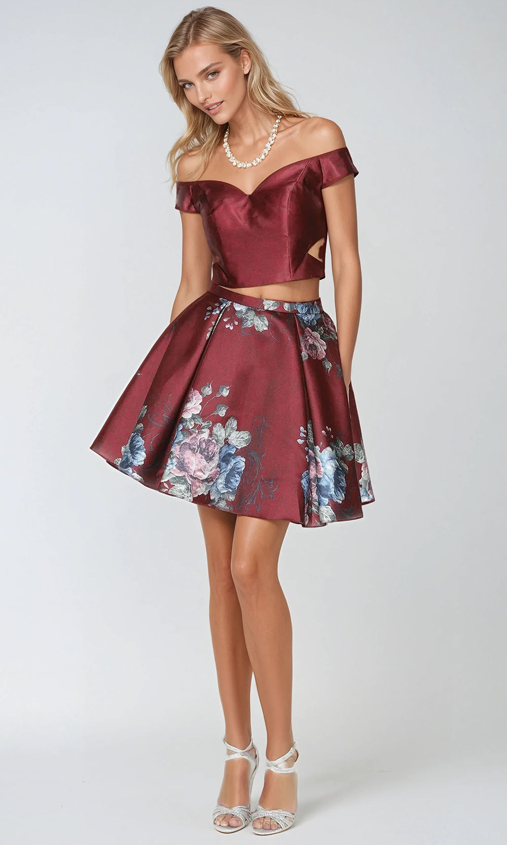 Juliet Dresses 798 - Floral Print Sweetheart Short Dress Homecoming Dresses
