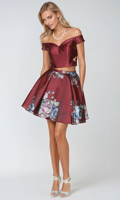 Juliet Dresses 798 - Floral Print Sweetheart Short Dress Homecoming Dresses