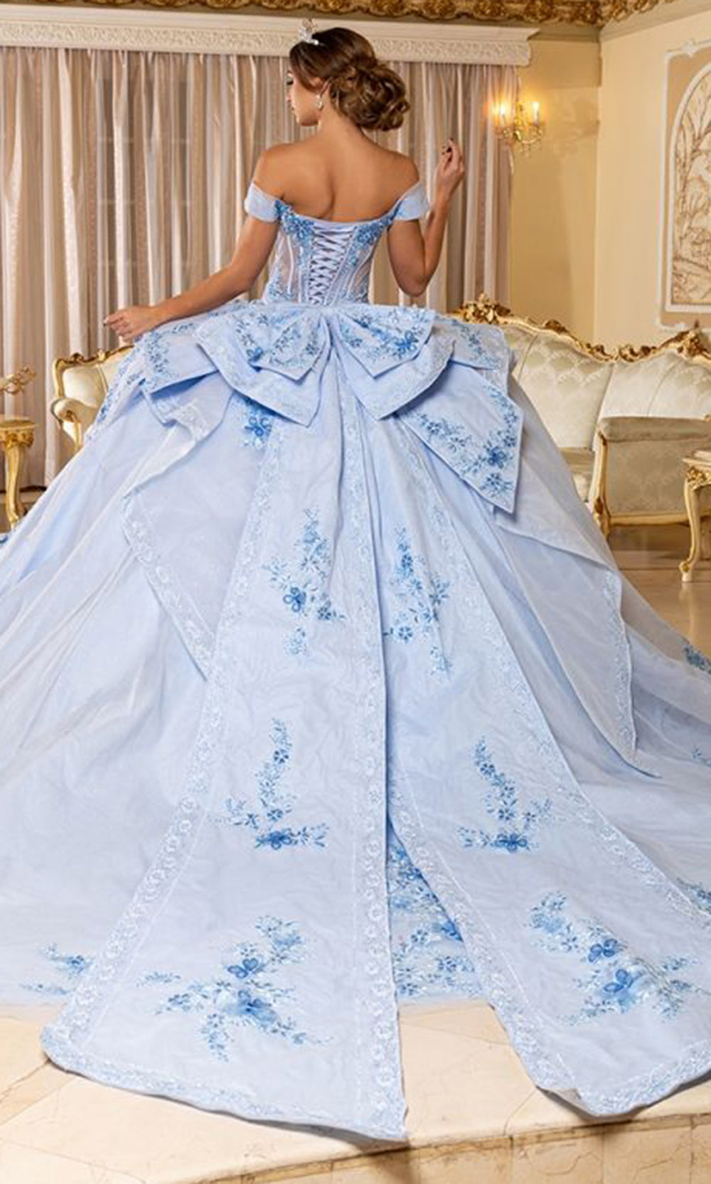 May Queen LK304 - Convertible Corset Ballgown Mini Dress Quinceanera Dresses in Baby Blue