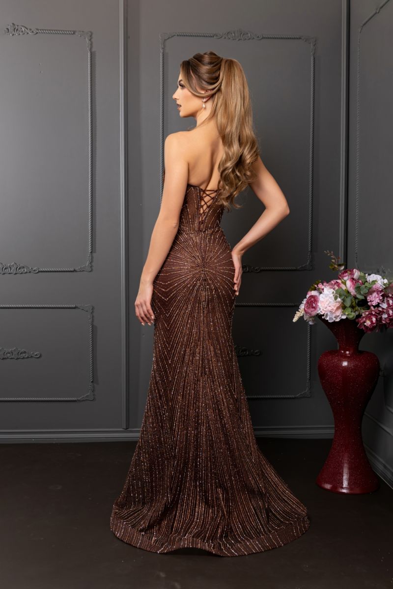 May Queen MQ2195 - Strapless Lace-Up Back Evening Gown