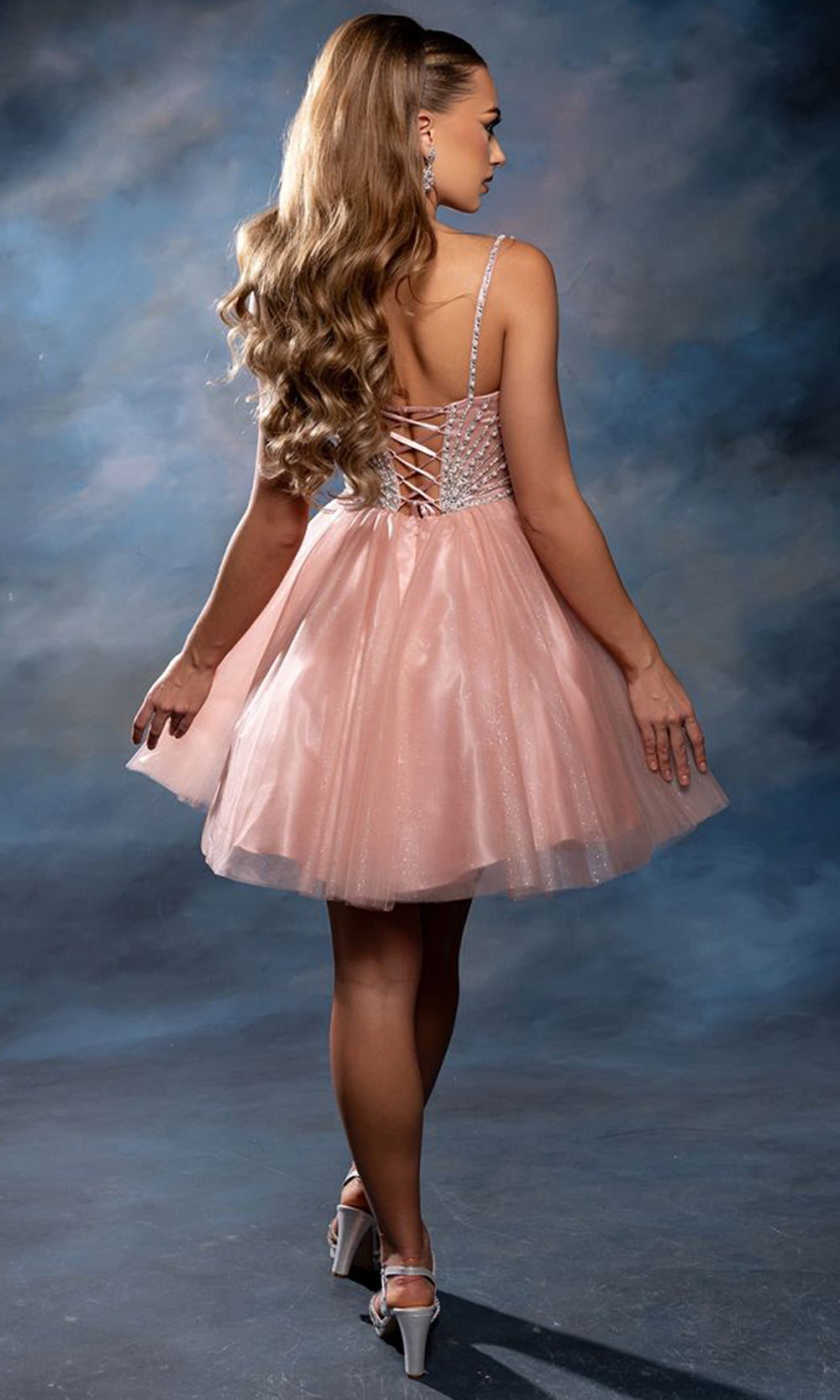 May Queen MQ2243 - Sparkling A Line Evening Dress Cocktail Dresses in Pink 