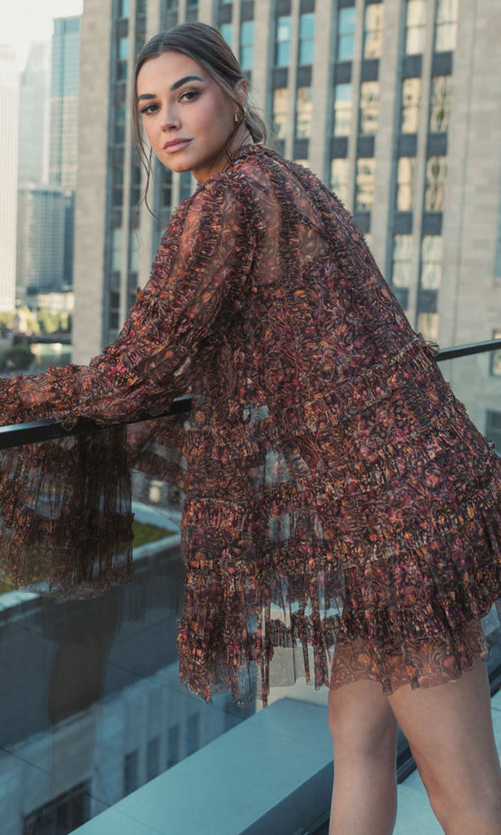 Mac Duggal 8007A - Floral Print Jewel Neck Cocktail Dress Homecoming Dresses