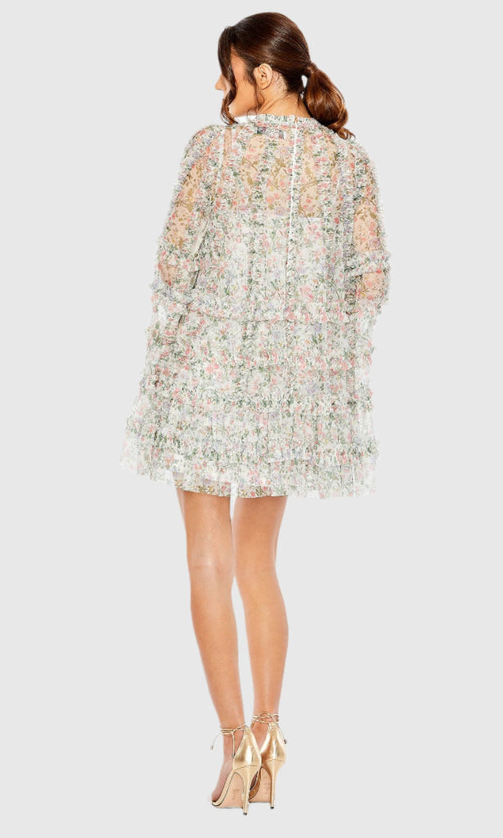 Mac Duggal 8007A - Floral Print Jewel Neck Cocktail Dress Homecoming Dresses