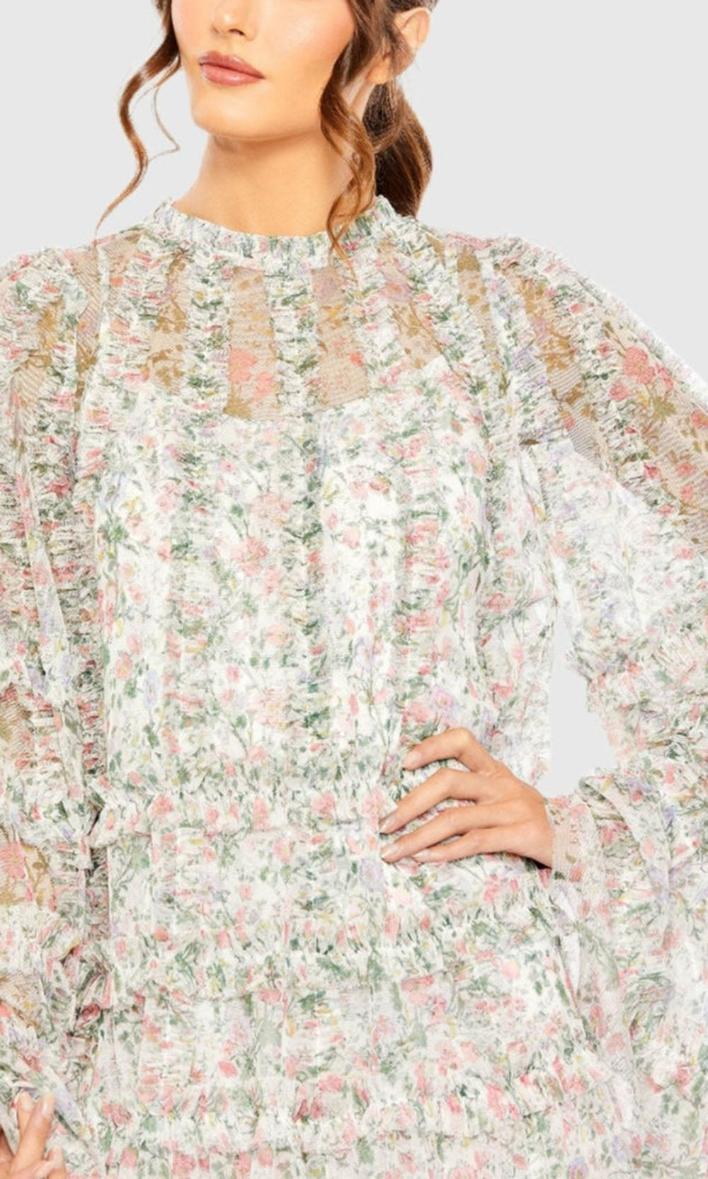 Mac Duggal 8007A - Floral Print Jewel Neck Cocktail Dress Homecoming Dresses