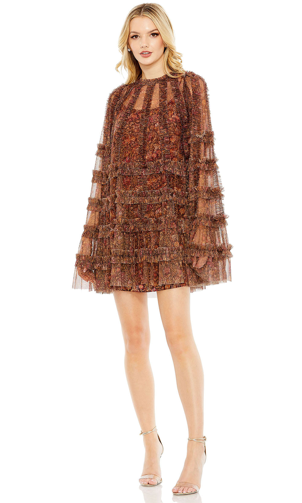 Mac Duggal 8007A - Floral Print Jewel Neck Cocktail Dress Homecoming Dresses