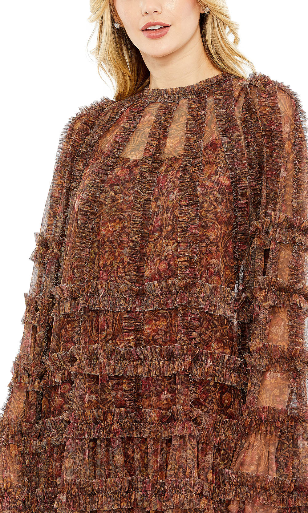 Mac Duggal 8007A - Floral Print Jewel Neck Cocktail Dress Homecoming Dresses