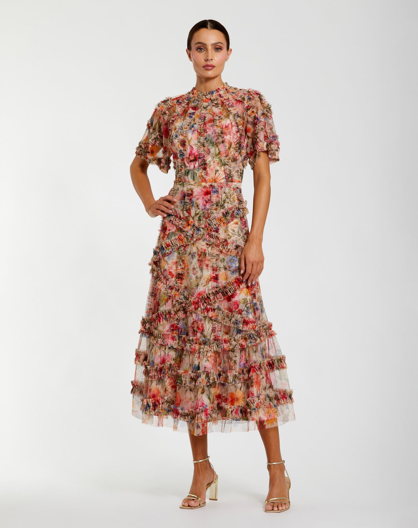 Mac Duggal 8010 - High Neck Printed Evening Dress