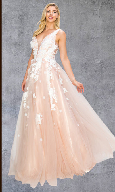 Cinderella Couture 8040J - Sleeveless 3D Floral A-Line Evening Gown Cinderella Couture 8040J - Sleeveless 3D Floral A-Line Evening Gown