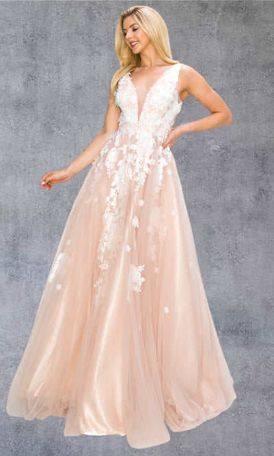 Cinderella Couture 8040J - Sleeveless 3D Floral A-Line Evening Gown Cinderella Couture 8040J - Sleeveless 3D Floral A-Line Evening Gown