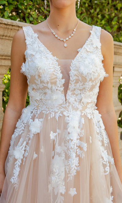 Cinderella Couture 8040J - Sleeveless 3D Floral A-Line Evening Gown Cinderella Couture 8040J - Sleeveless 3D Floral A-Line Evening Gown