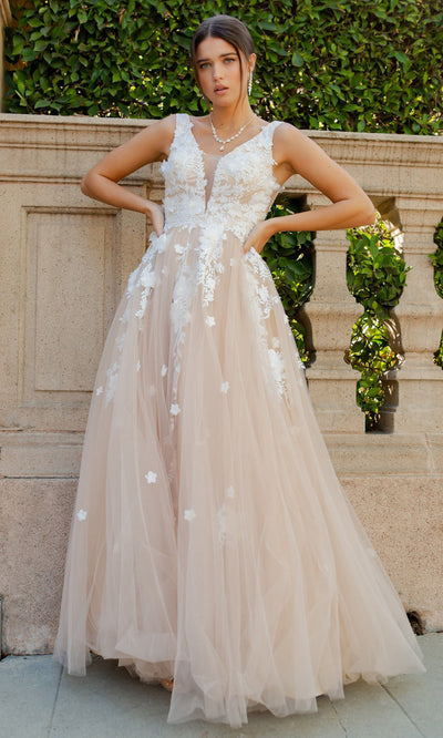 Cinderella Couture 8040J - Sleeveless 3D Floral A-Line Evening Gown Cinderella Couture 8040J - Sleeveless 3D Floral A-Line Evening Gown