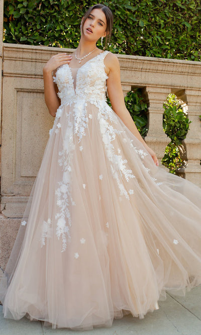 Cinderella Couture 8040J - Sleeveless 3D Floral A-Line Evening Gown Cinderella Couture 8040J - Sleeveless 3D Floral A-Line Evening Gown