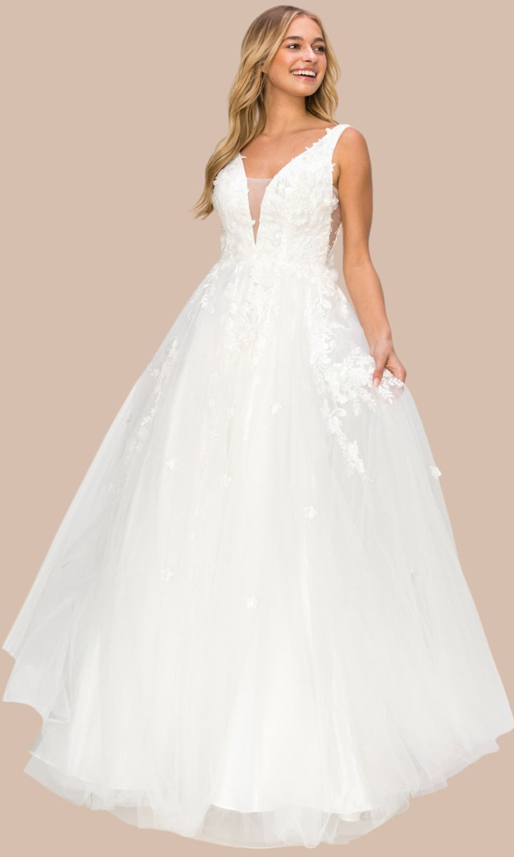 Cinderella Couture 8040J - Sleeveless 3D Floral A-Line Evening Gown Cinderella Couture 8040J - Sleeveless 3D Floral A-Line Evening Gown