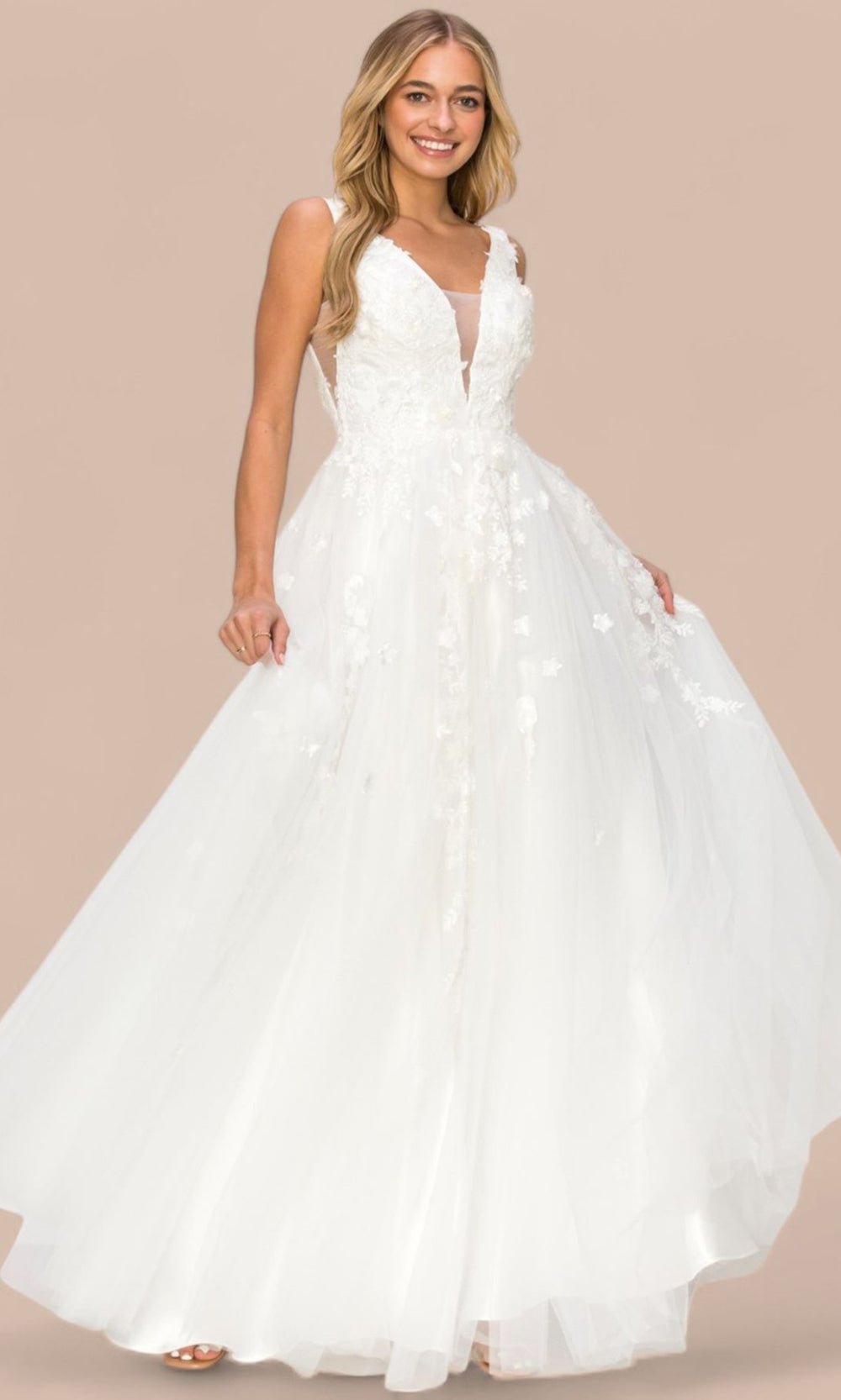 Cinderella Couture 8040J - Sleeveless 3D Floral A-Line Evening Gown Cinderella Couture 8040J - Sleeveless 3D Floral A-Line Evening Gown