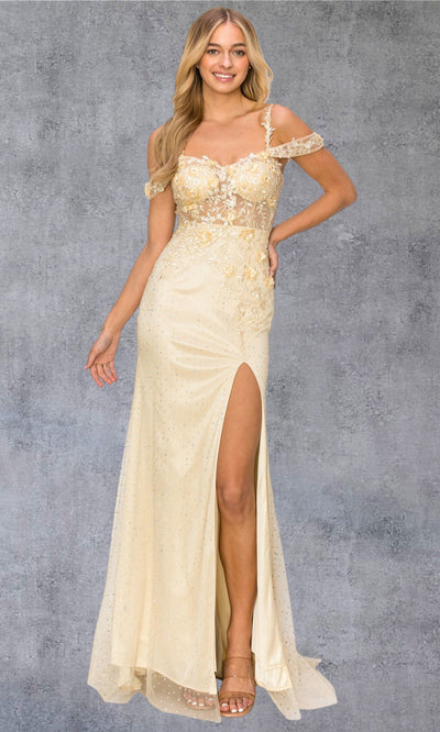 Cinderella Couture 8049J - Sweetheart Sheer Bodice Slit Gown Cinderella Couture 8049J - Sweetheart Sheer Bodice Slit Gown