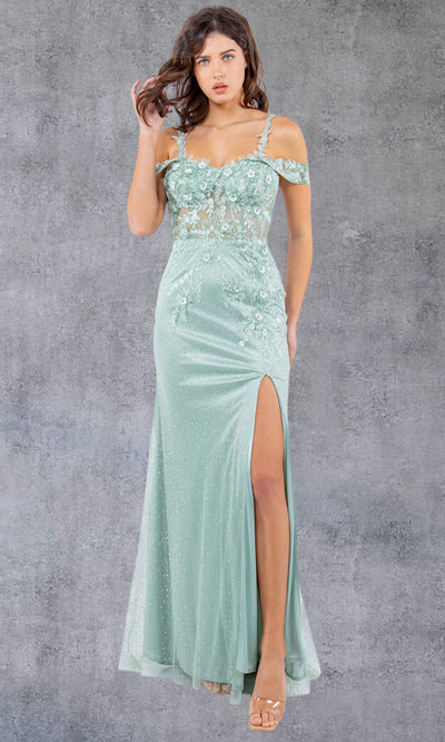 Cinderella Couture 8049J - Sweetheart Sheer Bodice Slit Gown Cinderella Couture 8049J - Sweetheart Sheer Bodice Slit Gown