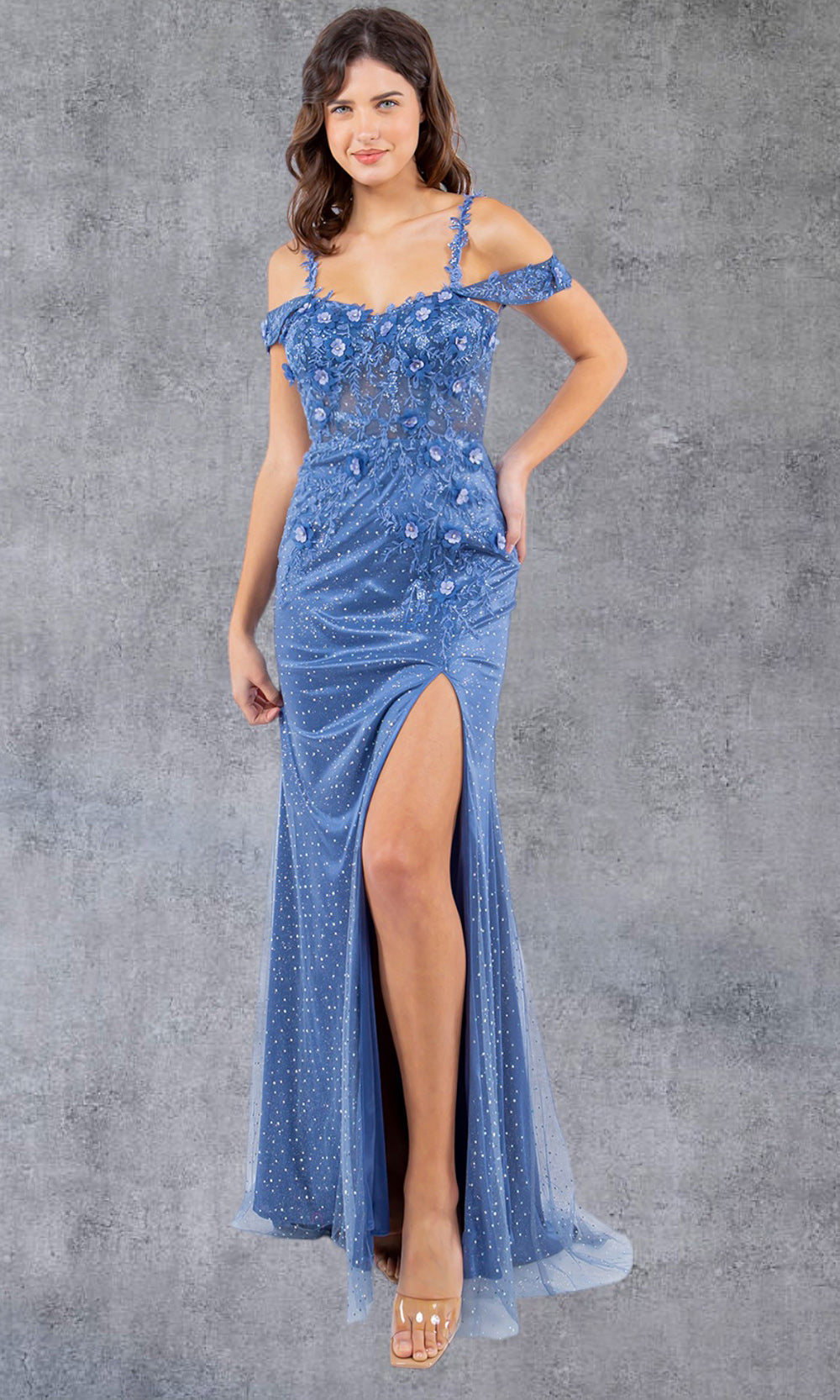 Cinderella Couture 8049J - Sweetheart Sheer Bodice Slit Gown Cinderella Couture 8049J - Sweetheart Sheer Bodice Slit Gown