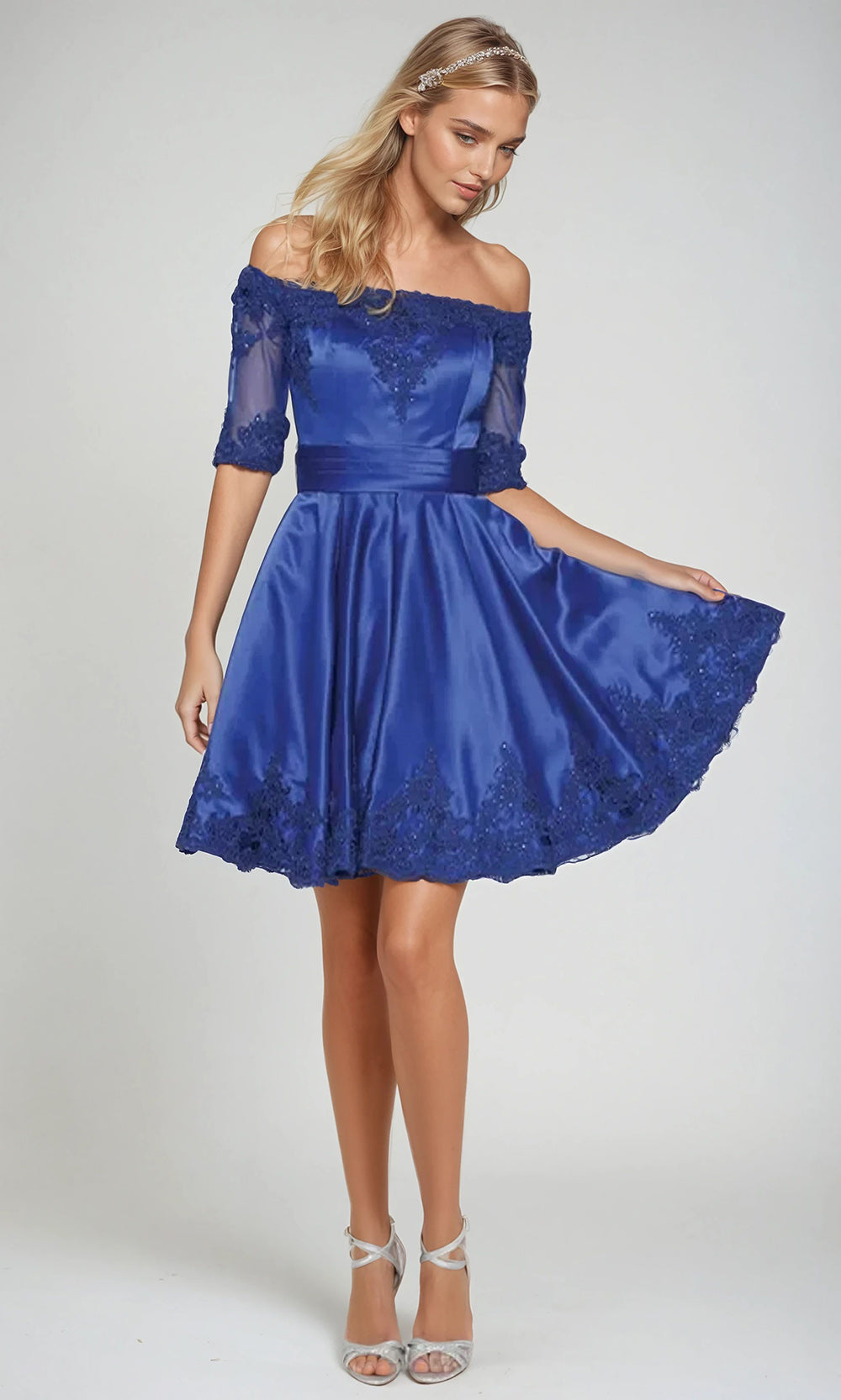 Juliet Dresses 804 - Elbow-Length Sleeve A-Line Party Dress Cocktail Dresses