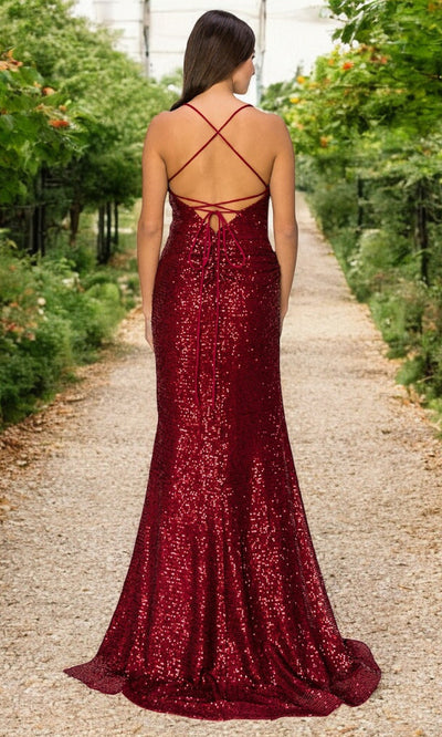 Cinderella Couture 8056J - Lace-Up Back Sequin Embellished Gown Cinderella Couture 8056J - Lace-Up Back Sequin Embellished Gown