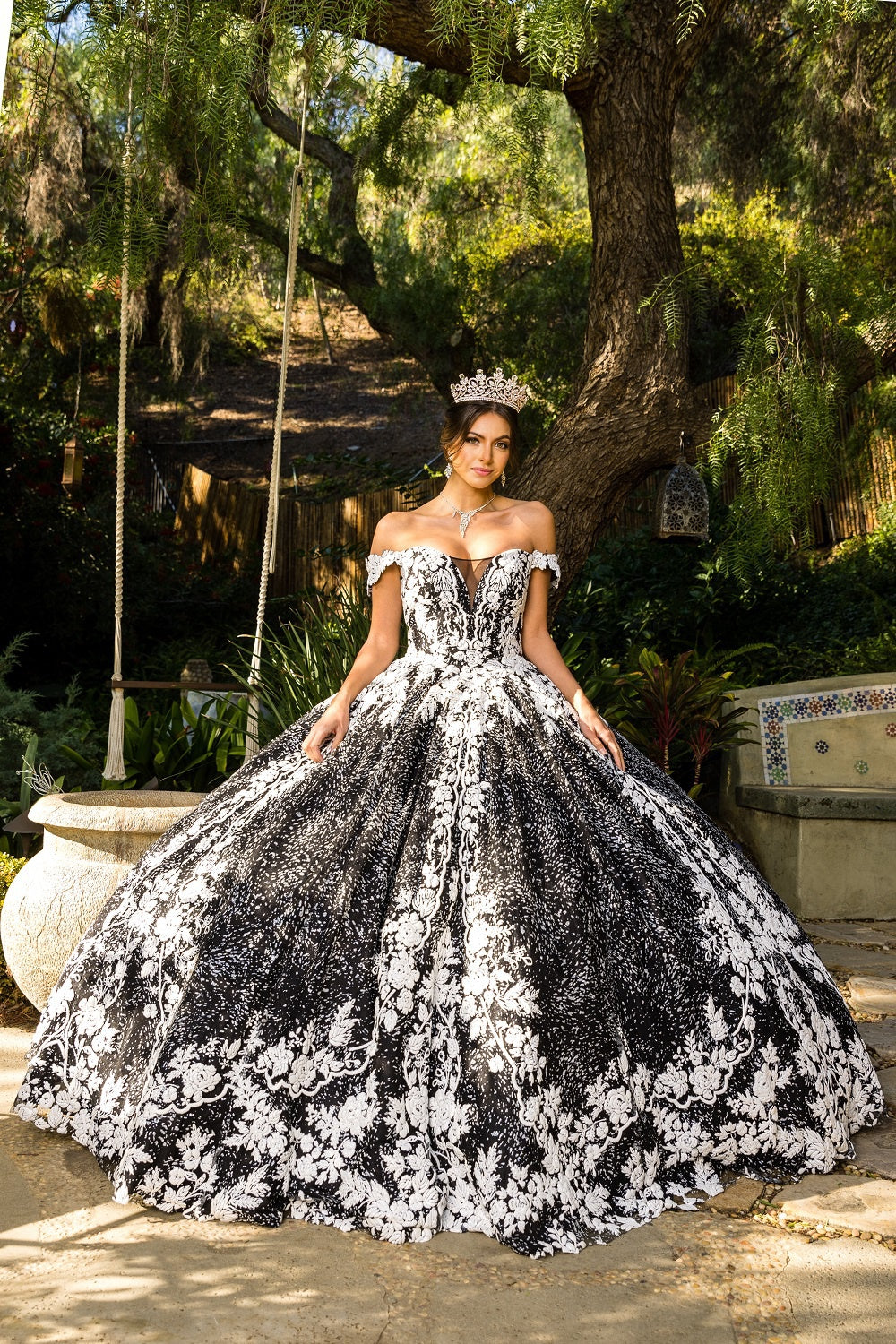 Cinderella Couture 8070J - Off Shoulder Ballgown with Floral Embroidery Cinderella Couture 8070J - Off Shoulder Ballgown with Floral Embroidery