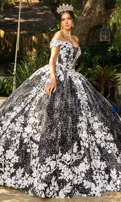 Cinderella Couture 8070J - Off Shoulder Ballgown with Floral Embroidery Cinderella Couture 8070J - Off Shoulder Ballgown with Floral Embroidery