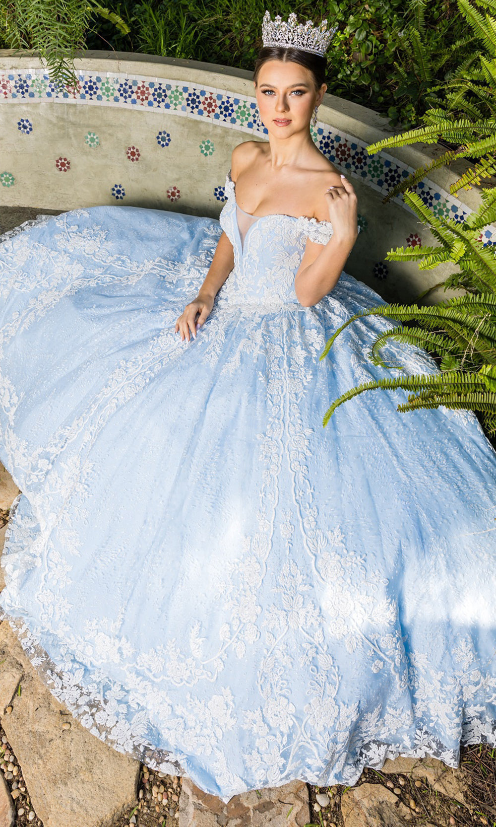 Cinderella Couture 8070J - Off Shoulder Ballgown with Floral Embroidery Cinderella Couture 8070J - Off Shoulder Ballgown with Floral Embroidery