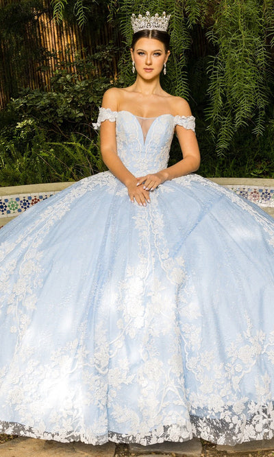 Cinderella Couture 8070J - Off Shoulder Ballgown with Floral Embroidery Cinderella Couture 8070J - Off Shoulder Ballgown with Floral Embroidery
