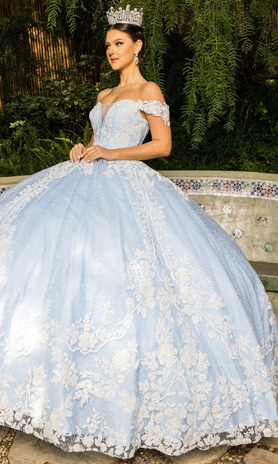 Cinderella Couture 8070J - Off Shoulder Ballgown with Floral Embroidery Cinderella Couture 8070J - Off Shoulder Ballgown with Floral Embroidery