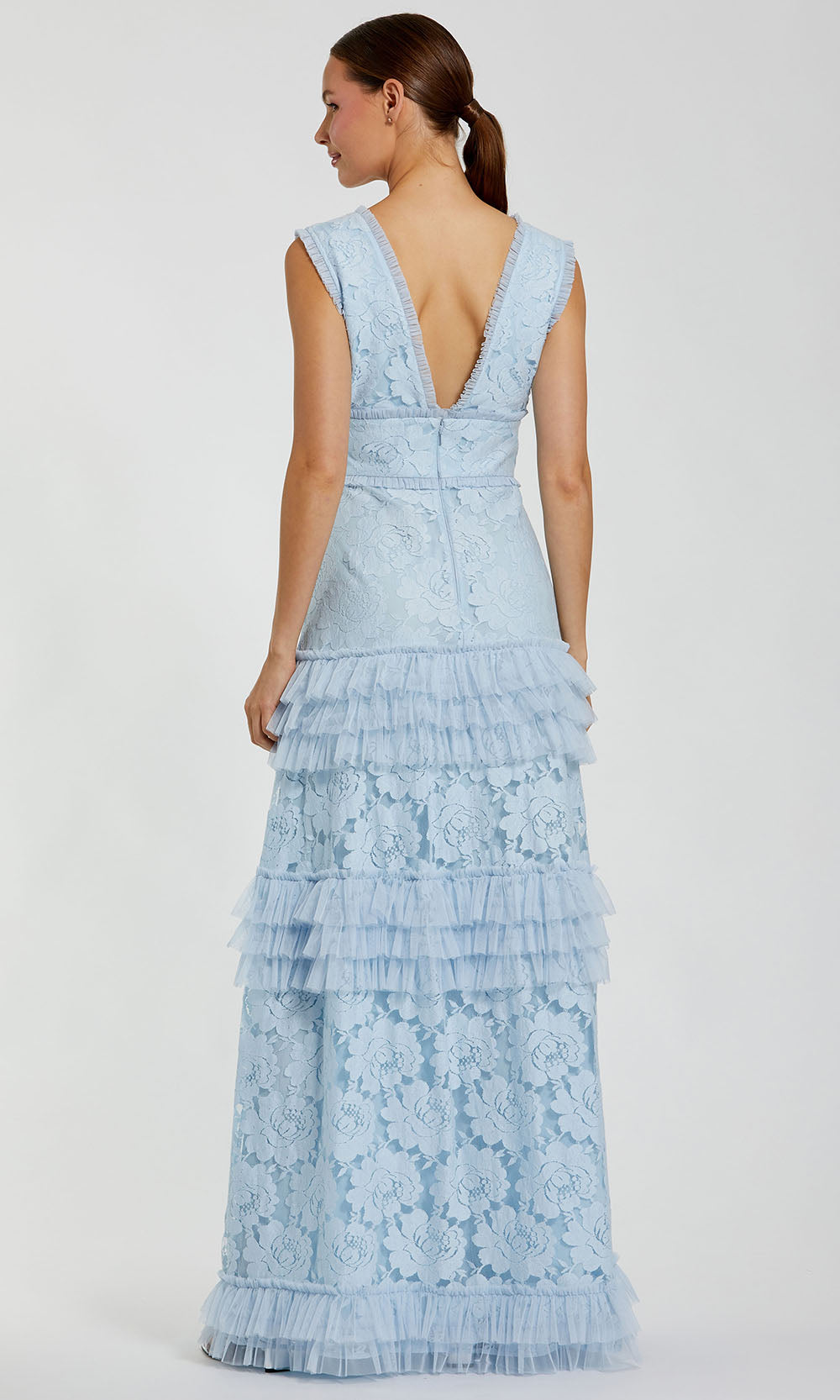 Ieena Duggal 8078 - Sleeveless Lace Floral Floor Length Gown Mother of the Bride Dresses in Blue  