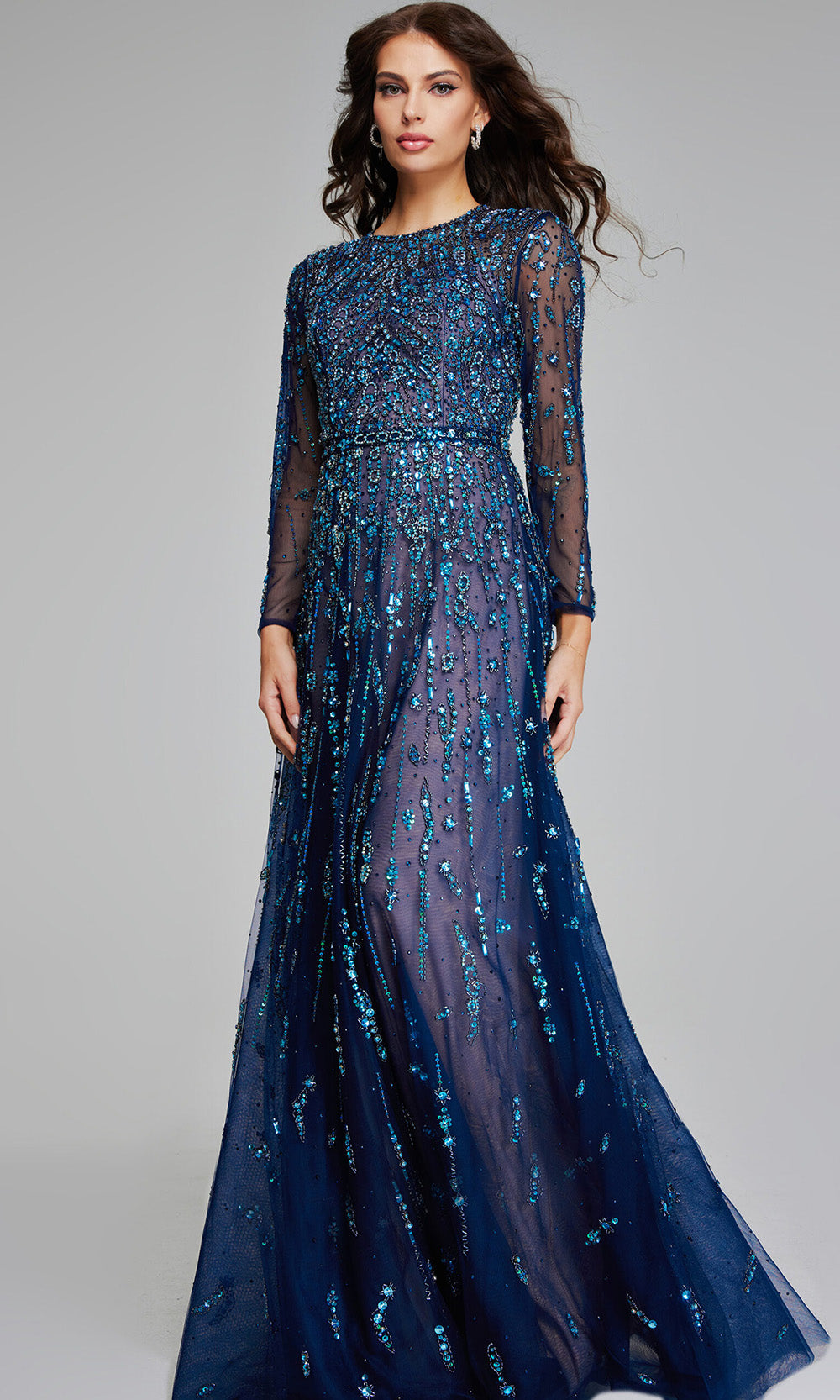Jovani 80807 - Jewel Neck Illusion Evening Gown Formal Gowns