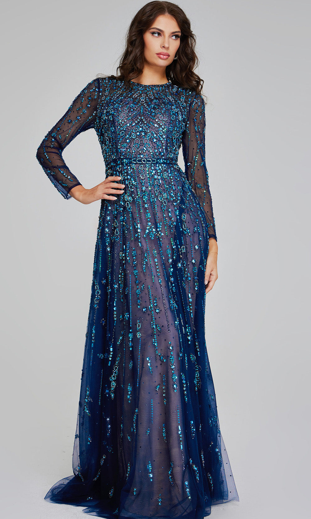 Jovani 80807 - Jewel Neck Illusion Evening Gown Formal Gowns