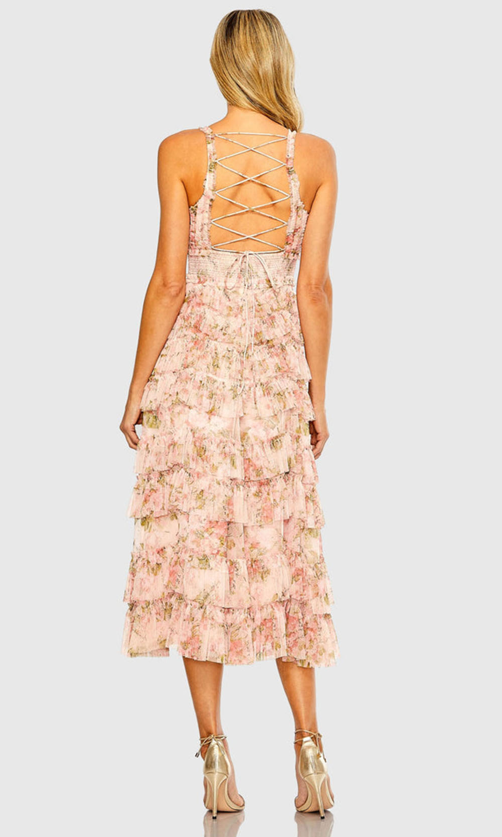 Mac Duggal 8100 - Smocked Floral Print A-line Dress Wedding Guest