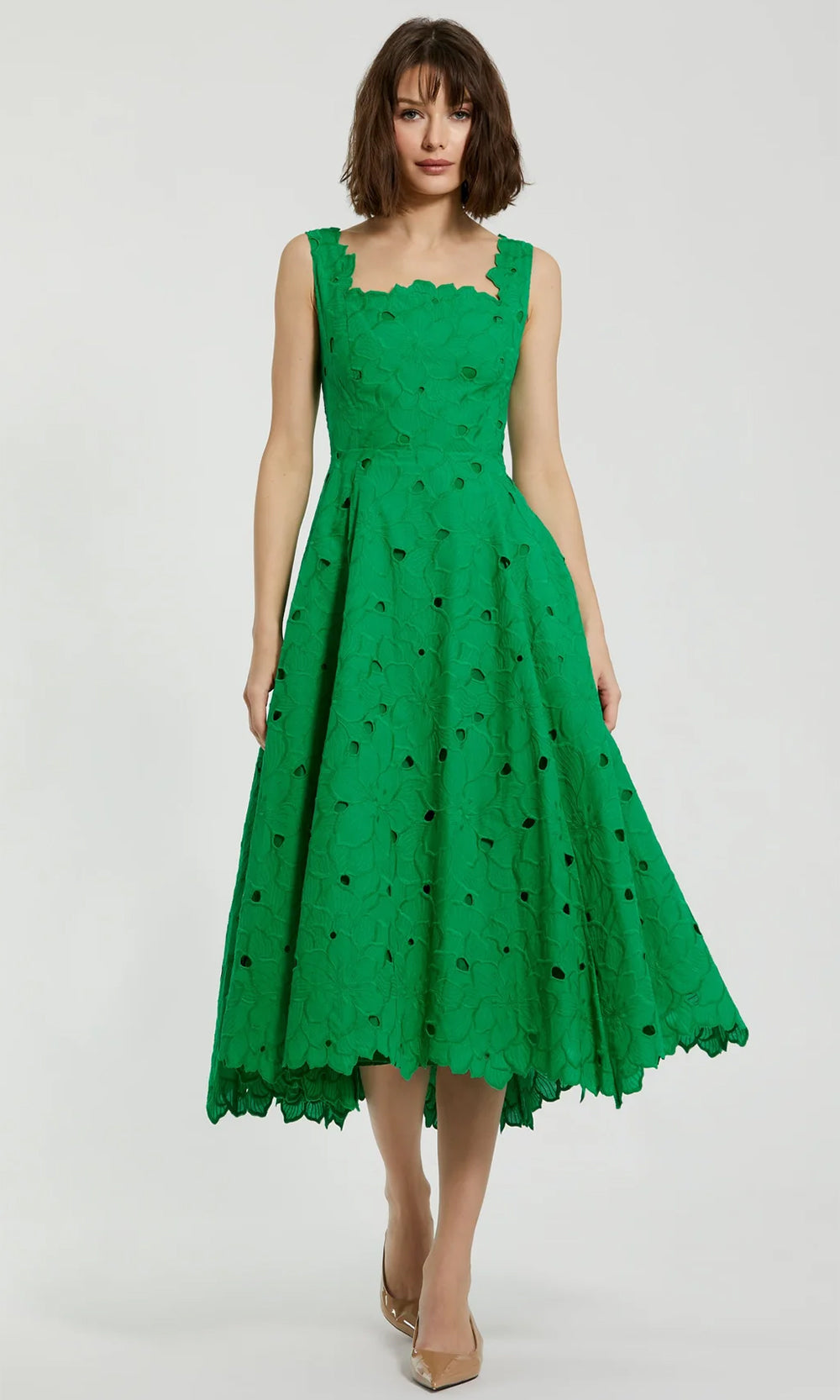 Mac Duggal 81017 - Embroidered Square Neck Dress Special Occasion Dresses 0 /Spring Green