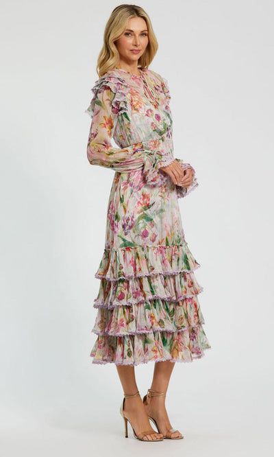 Mac Duggal 8102 - Tiered Ruffle Skirt Floral Evening Dress Homecoming Dresses