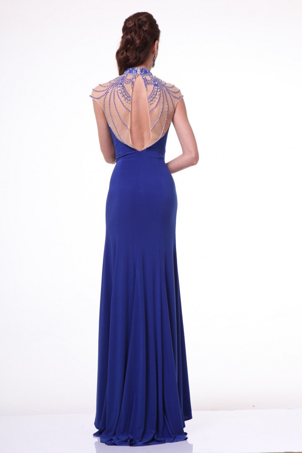 Ladivine 8105 - Beaded High Neck Sweep Train Prom Dress