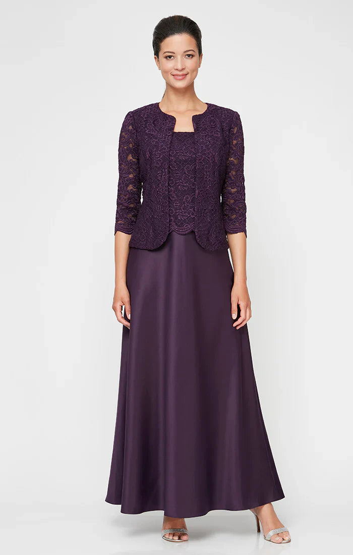 Alex Evenings - 81122326 Embroidered Lace Scoop Neck Formal Dress with Jacket