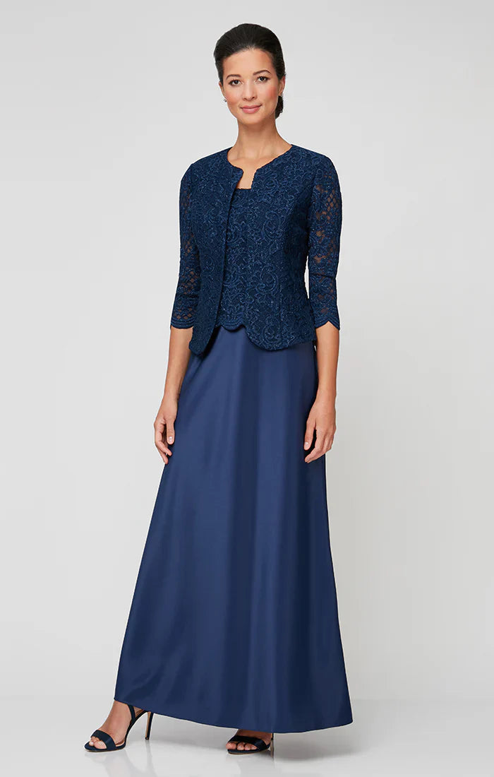 Alex Evenings - 81122326 Embroidered Lace Scoop Neck Formal Dress with Jacket