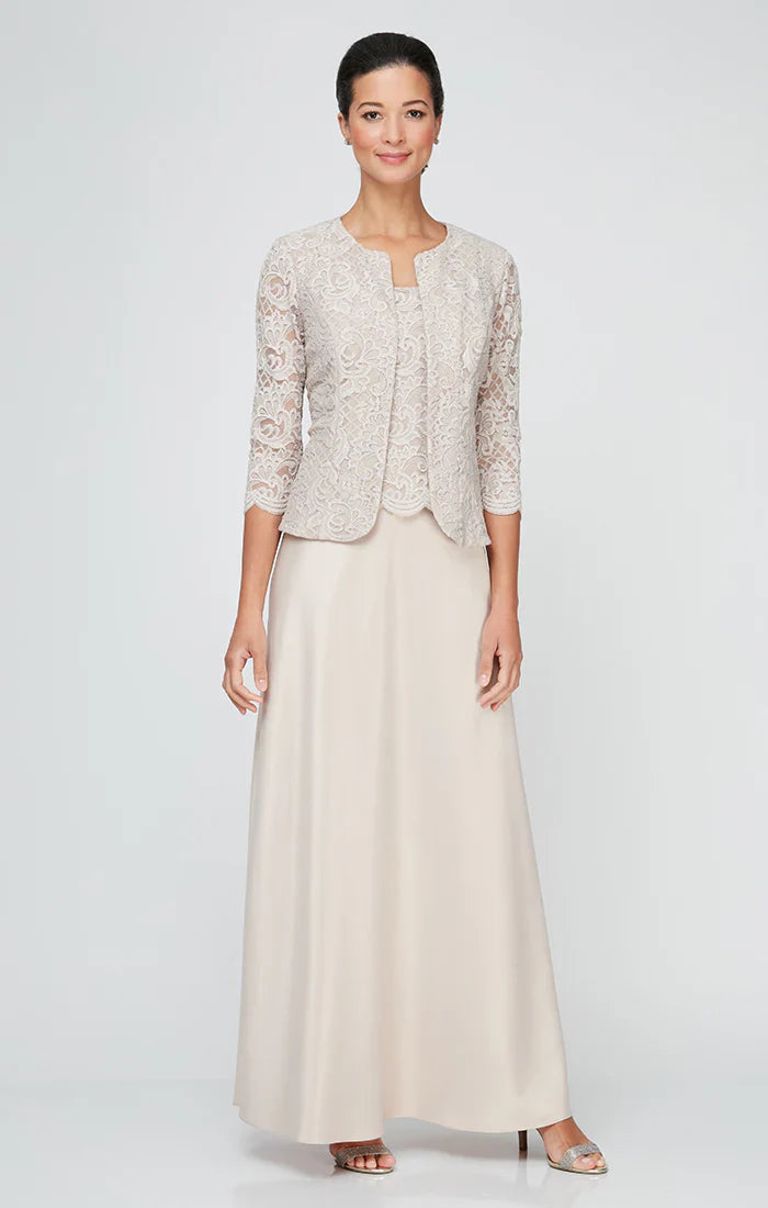 Alex Evenings - 81122326 Embroidered Lace Scoop Neck Formal Dress with Jacket