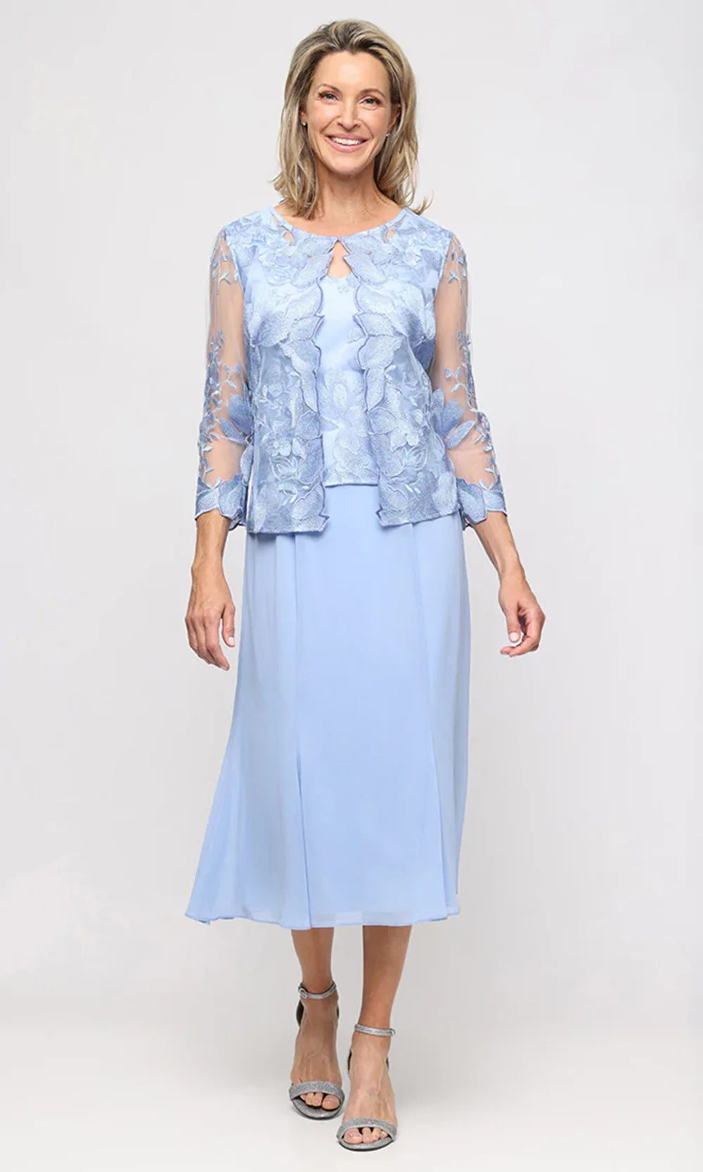 Alex Evenings 81122421 - Jewel Neck A-Line Dress with Attached Jacket Mother of the Bride Dresses