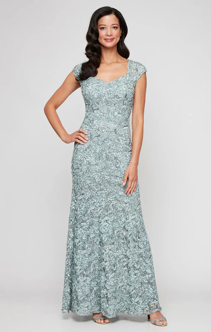 Alex Evenings 82122588 - Lace Cap Sleeve Sheath Gown