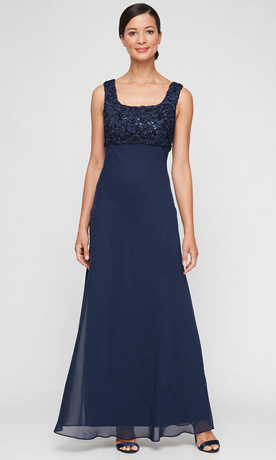 Alex Evenings 82351695 - Piping Trim Jacket Scoop Neckline Gown In Black