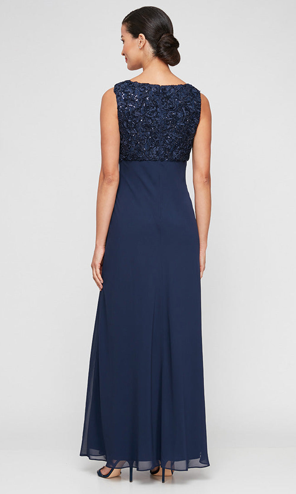 Alex Evenings 82351695 - Piping Trim Jacket Scoop Neckline Gown In Black