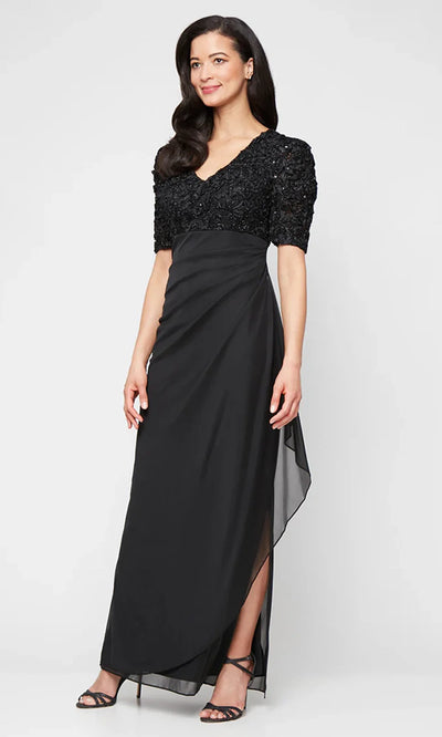 Alex Evenings 84122633 - Puff Sleeve Empire Waist Plus Evening Dress Mother of the Bride Dresses