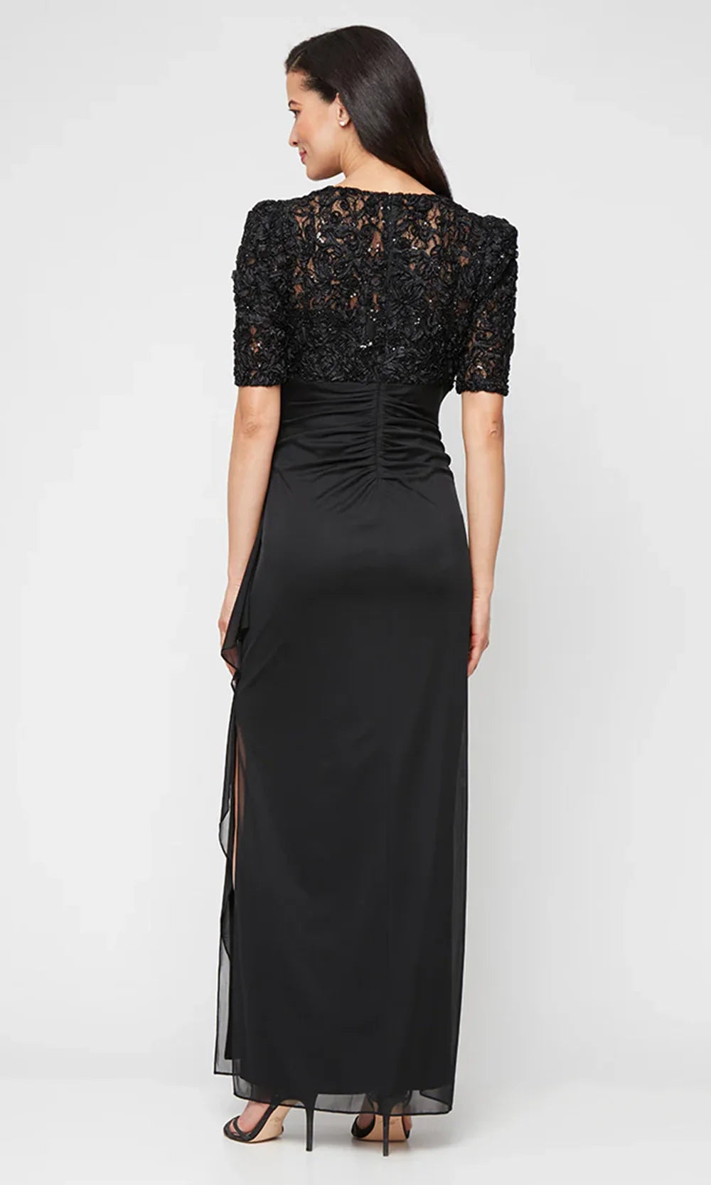 Alex Evenings 82351695 - Piping Trim Jacket Scoop Neckline Gown In Black