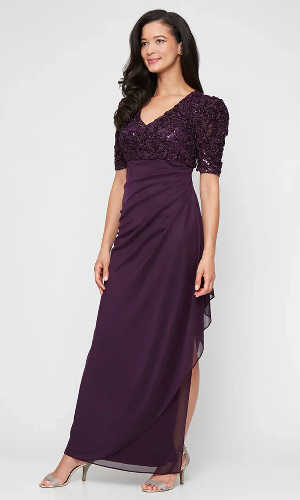 Alex Evenings 82122633 - Empire Waist V-Neckline Column Gown Mother of the Bride Dresses